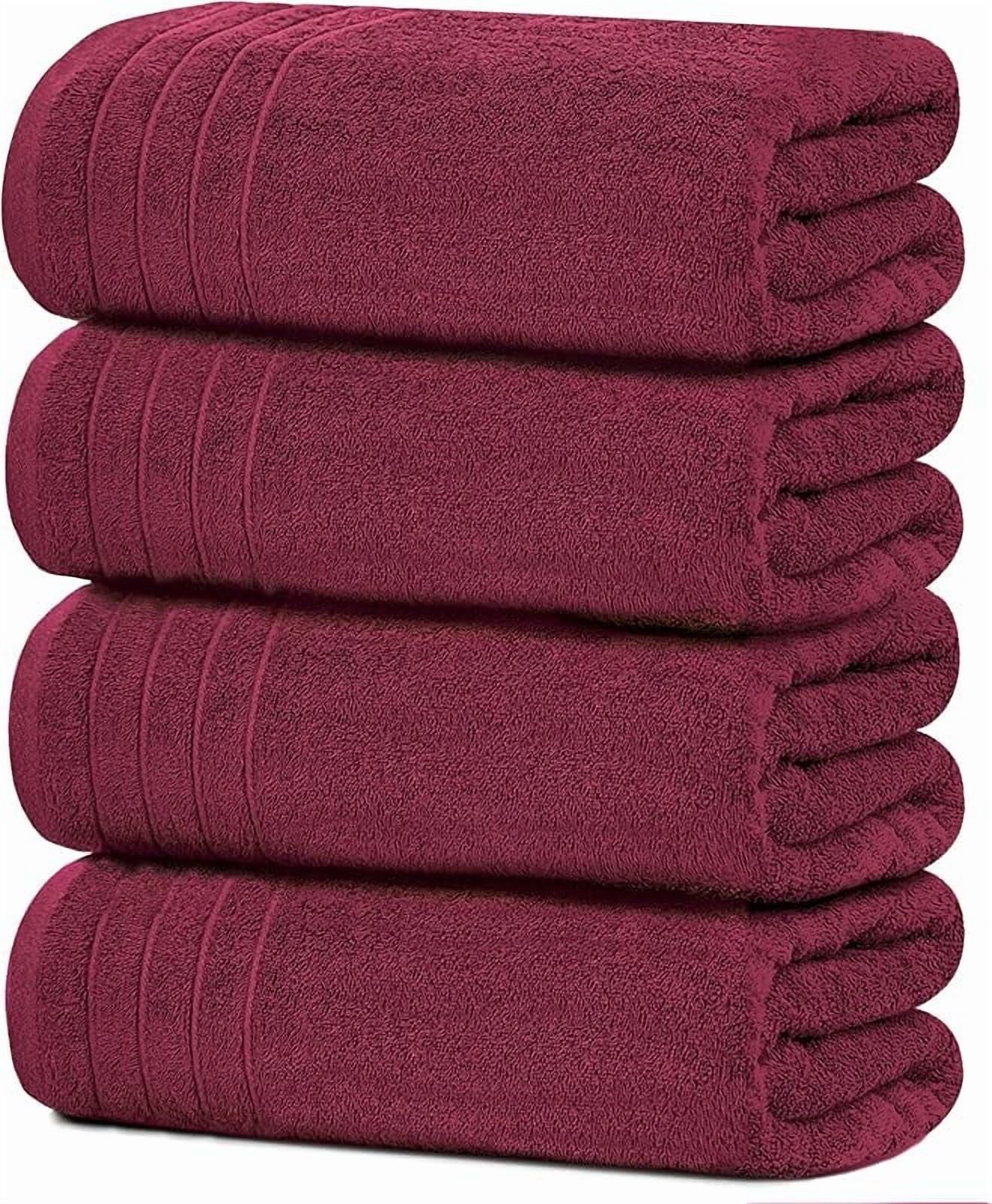 Pack of 4 Extra Large Bath Towels 30 x 60 Inches, 100% Cotton, Larger & Lighter Weight, Quicker to Dry, Super Soft and Absorbent, Perfect for Bathroom
