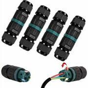 Pack of 4 IP68 Waterproof Electrical Connector - 3-Pin Waterproof Connector for  5-12mm Diameter Cable, Outdoor Waterproof Junction Box for Garden and Underground Cable