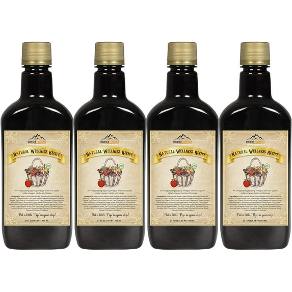 Mountain Essentials Natural Wellness Recipe Apple Cider Vinegar Juice, 25 oz Bottle (Pack of 4)