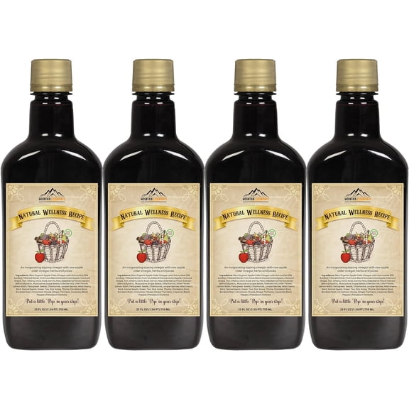 Mountain Essentials Natural Wellness Recipe Apple Cider Vinegar Juice, 25 oz Bottle (Pack of 4)