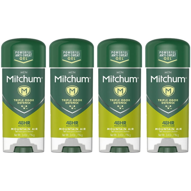 Pack of (4) Mens Deodorant by Mitchum, Antiperspirant, Triple Odor ...