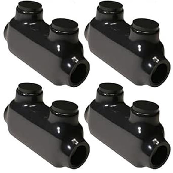 (Pack of 4) Morris Products Black Insulated in-Line Splice Connector  Wire Range, Slotted Allen Hex  3.46L x 0.82W x 1.62H Pre-Filled, Easy Entry, Rubber Vinyl Coating, 2 Set Screws