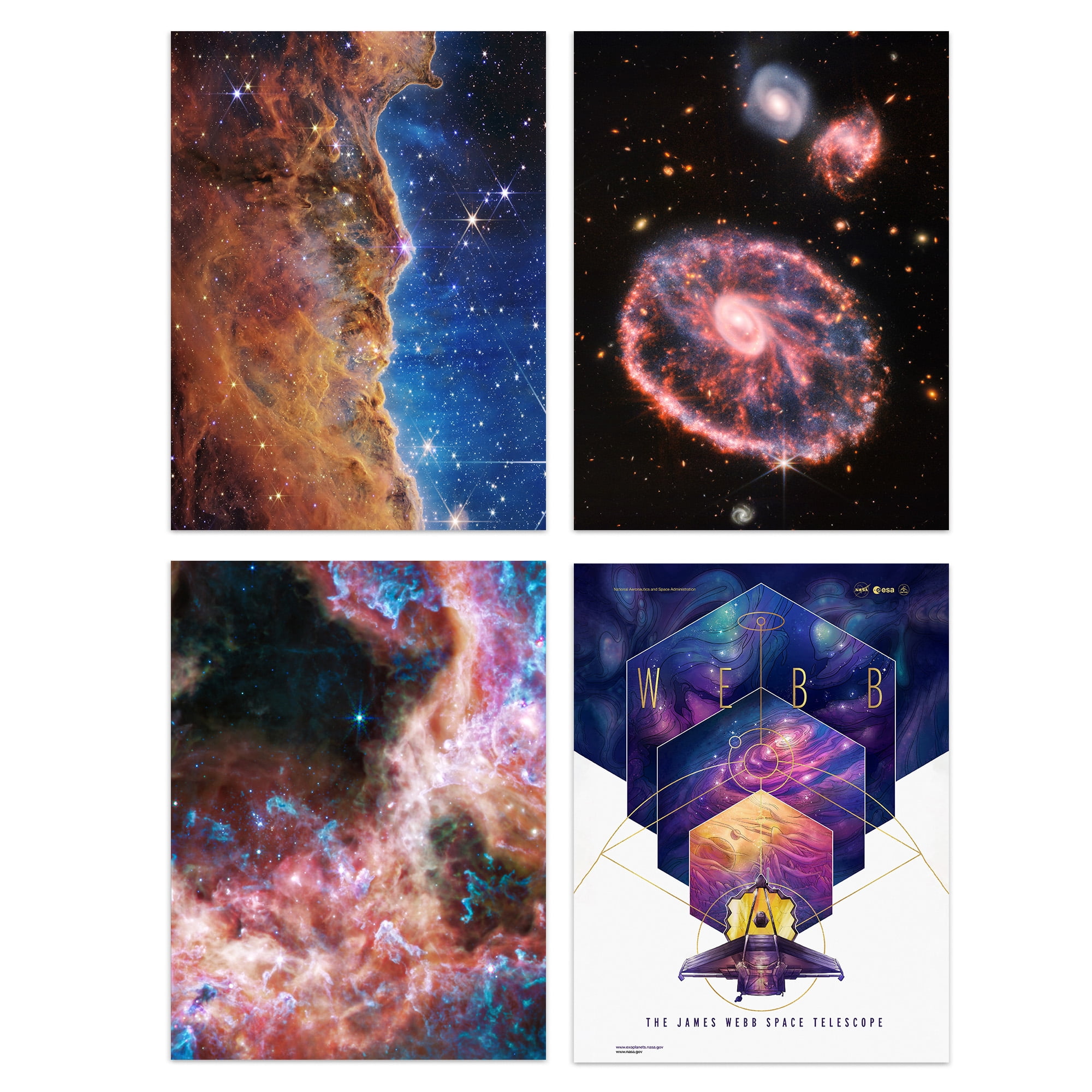 Pack of 4 NASA James b Space Telescope Images Cosmic Cliffs Carina