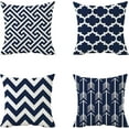 thumbnail image 1 of Pack of 4, Navy Blue Morden Geometric Patterns Waterproof Pillow Covers Indoor Outdoor Throw Pillowcases Decorative Garden Cushion Case for Home Garden Patio Couch Balcony 18 x 18 inch Z003, 1 of 13