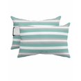 thumbnail image 1 of Pack of 4 Outdoor Lumbar Pillow Covers 12x20 Inch, Aqua Grey White Stripe Waterproof Throw Pillow Covers Set, Rustic Modern Turquoise Striped Decorative Cushion Cases for Patio Porch Car, 1 of 7