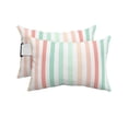 thumbnail image 1 of Pack of 4 Outdoor Lumbar Pillow Covers 12x20 Inch, Coral Cyan Stripe Waterproof Throw Pillow Covers Set, Geometric Grey White Vertical Striped Decorative Cushion Cases for Patio Porch Car, 1 of 7