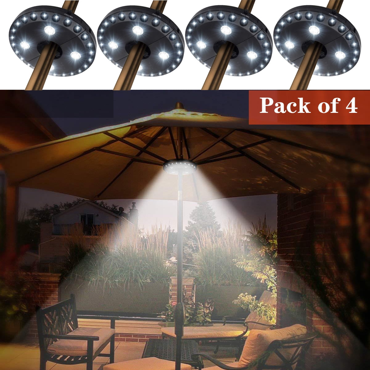 Luci Per Ombrellone Da Patio - 24+4 LED, Senza Fili, Per Esterno E Campeggio - Foto 2