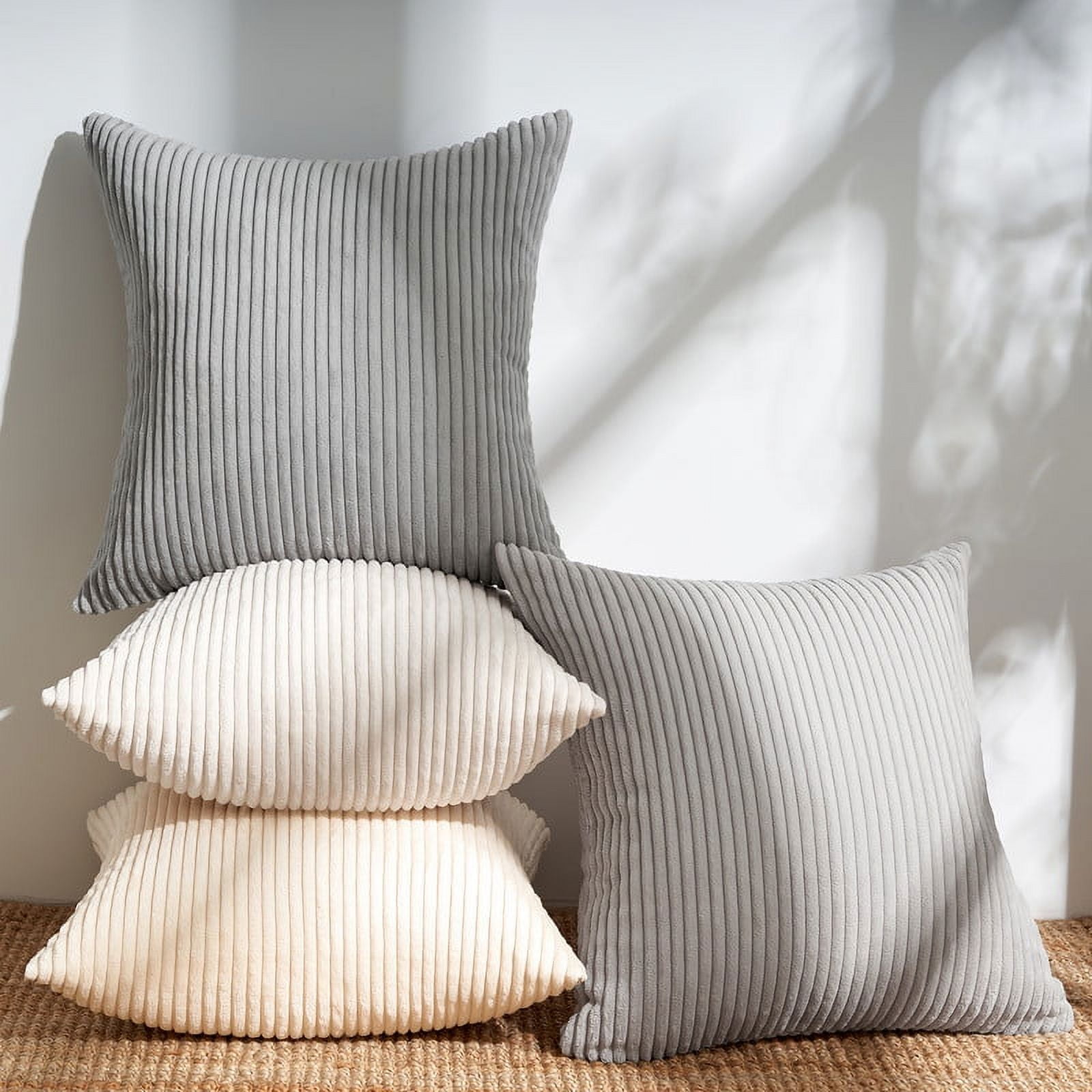 Pack of 4 Pillow Covers 18x18 Neutral Decorative Throw Pillow Covers