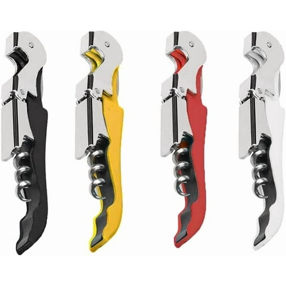 Pack of 4 Professional Waiter Corkscrew Wine Openers Set, 3-in-1 Upgraded With Heavy Duty Stainless Steel Hinges Wine Key for Restaurant Waiters, Sommelier, and Bartenders