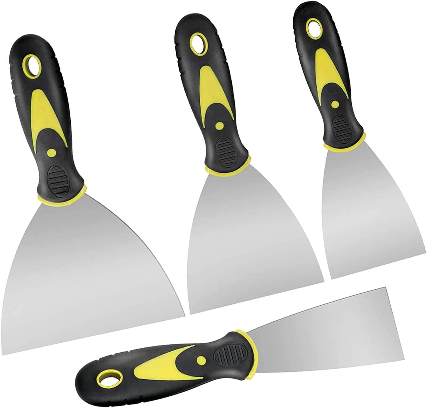 Pack of 4 Putty Knife Set, 2,3,4,5 inch Wide Spackle Putty Knives Metal Scrapers Putty Scrapers