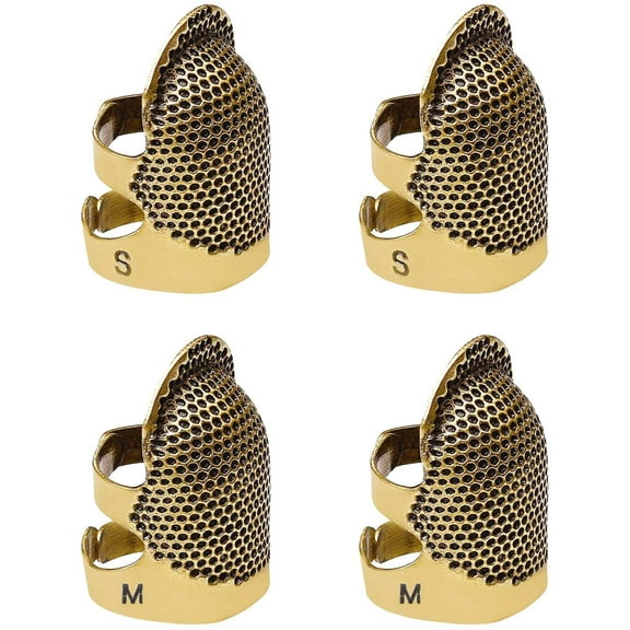 Pack 4 Sewing Thimble Finger Protector Adjustable Metal Shield Protector Pin Needles Quilting Craft Accessories DIY Tools Needlework2 Sizes