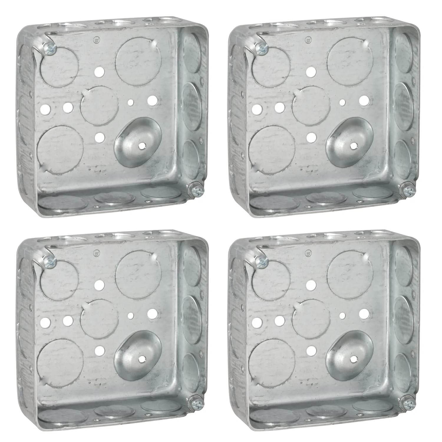 Pack) 4'' Square Electrical Box, Drawn Construction, Ten 1/2'' And Six