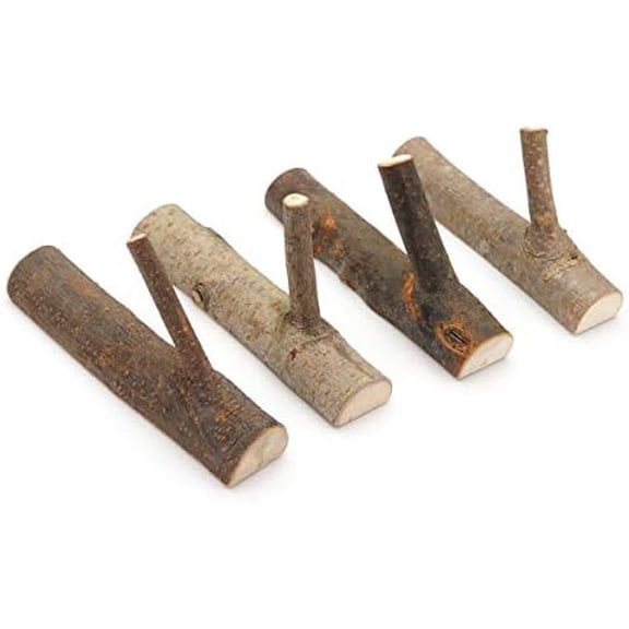 Pack of 4 Vintage Real Wood Tree Branch Wall Hook,Rustic Decorative Wood Adhesive Hooks. Key Holder, Coat Hook,Strong Suction Hooks. (Width 1.5cm-2cm)