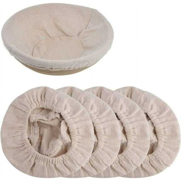 Pack of 4 round linen inserts for bread proofing baskets,round bread proofing basket cloth liner, bread banneton proofing basket cloth liner, sourdough banneton proofing cloth, rattan baking dough.