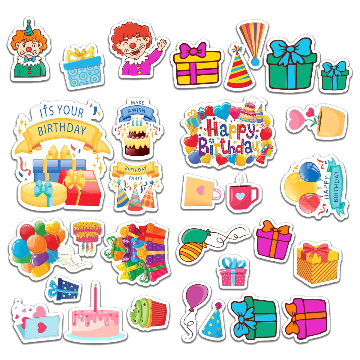 Pack 40 PcsEGSC Birthday Car Stickers for Party Favors Thank You Labels ...