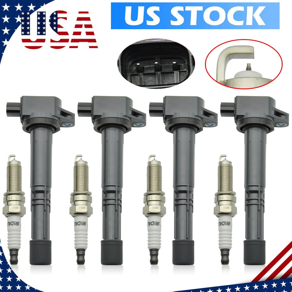 Pack of 4PCS Ignition Coils UF602 & 4PCS Iridium Spark Plugs For 2008-2012 Honda Accord, 2012-2015 Civic, 2000-2015 CR-V, 2013-2015 Acura ILX 2.4L Relapces# 5C1719,C1662,30520-R40-007