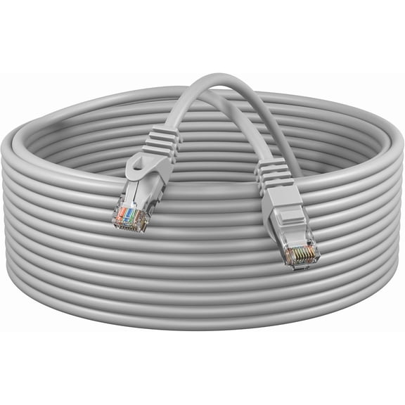 Pack of 5 - Cat6 50FT Network Ethernet Patch Cable, 550Mhz Internet Wire, Backwards Compatible with Cat5, for PC, Modem, Router, Consoles for Home and Office, Gray
