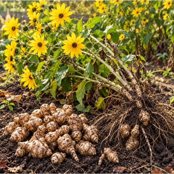 Pack 5 Jerusalem Artichoke Tubers for Planting, Fresh Sunchokes Bulbs, Hardy Perennial Roots for Outdoor Garden