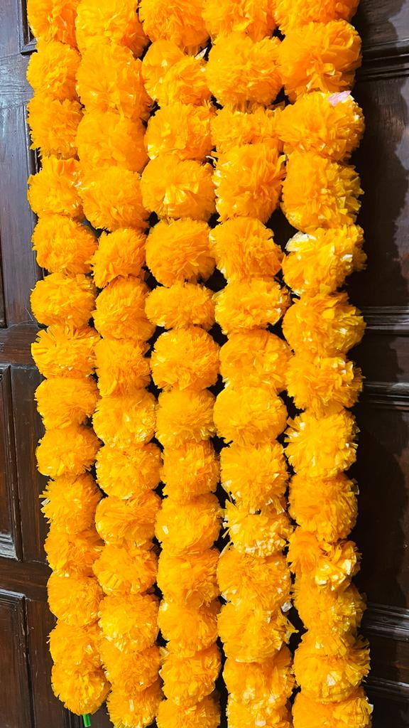 Pack of 5 Strings Indian Yellow and orange Artificial Decorative