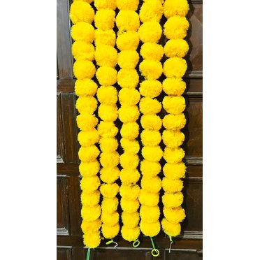 Preetigifts4u 5-Pack Marigold Garlands - Artificial Flower Strings For Diwali Weddings - 4.2 Ft