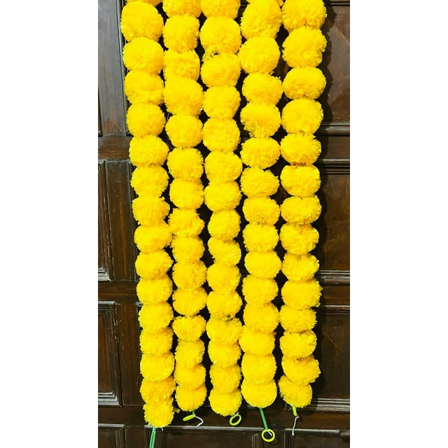 Pack of 5 Strings Indian Yellow and orange Artificial Decorative