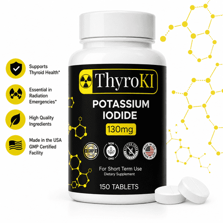 Safecastle ThyroKI Potassium Iodide Tablets 130 mg Non-GMO Fast Dissolving Thyroid Support 150 Ct - 1 Pack