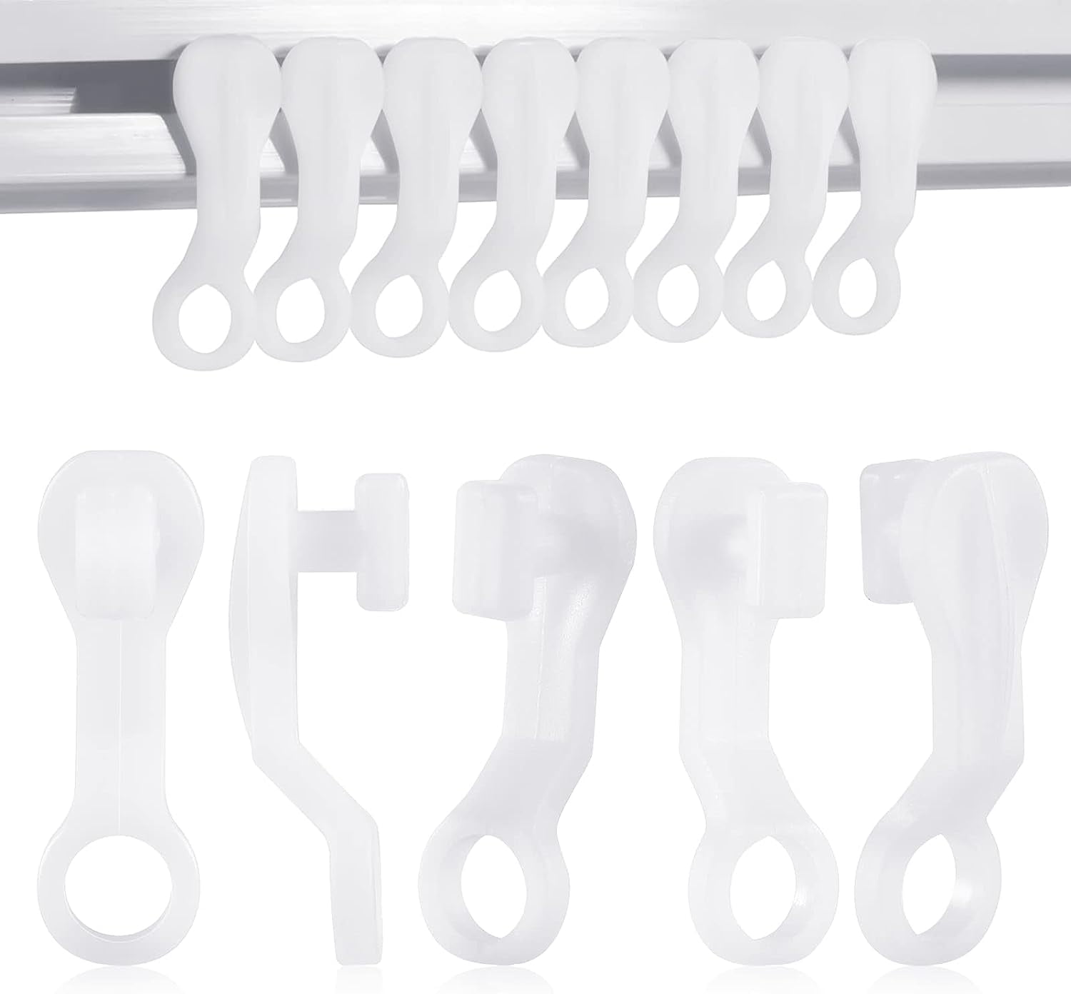 100 Pieces Curtain Hooks For Tracks, 10mm Curtain Gliders, White Plastic  Curtain Rollers [xc]