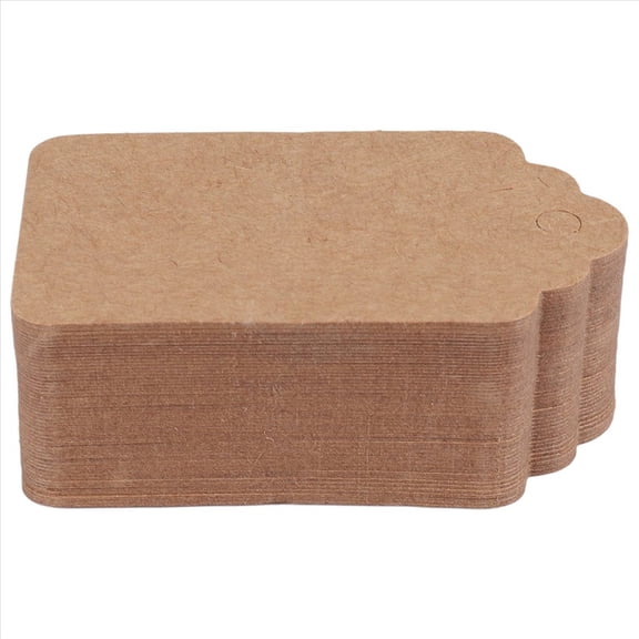 Pack 50 Rustic 40mmx70mm Scalloped Paper Card,Blank Brown Tag,DIY Tag,Luggage Tag,Price Label - Small (50)
