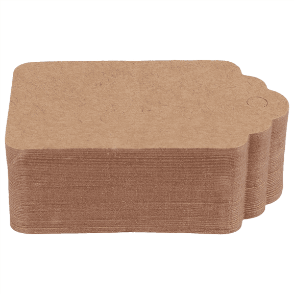 Pack 50 Rustic 40mmx70mm Scalloped Paper Card,Blank Brown Tag,DIY Tag,Luggage Tag,Price Label - Small (50)