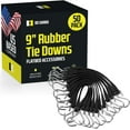 thumbnail image 1 of "Pack of 50 Tarp Straps, 9"" Long Natural Rubber Bungee Cord Tie-Downs Ideal for Securing Tarps, Canvases, Cargo in Cold Climates. Trailer Tiedowns w/ Metal S Hooks, by DC Cargo Mall.", 1 of 3