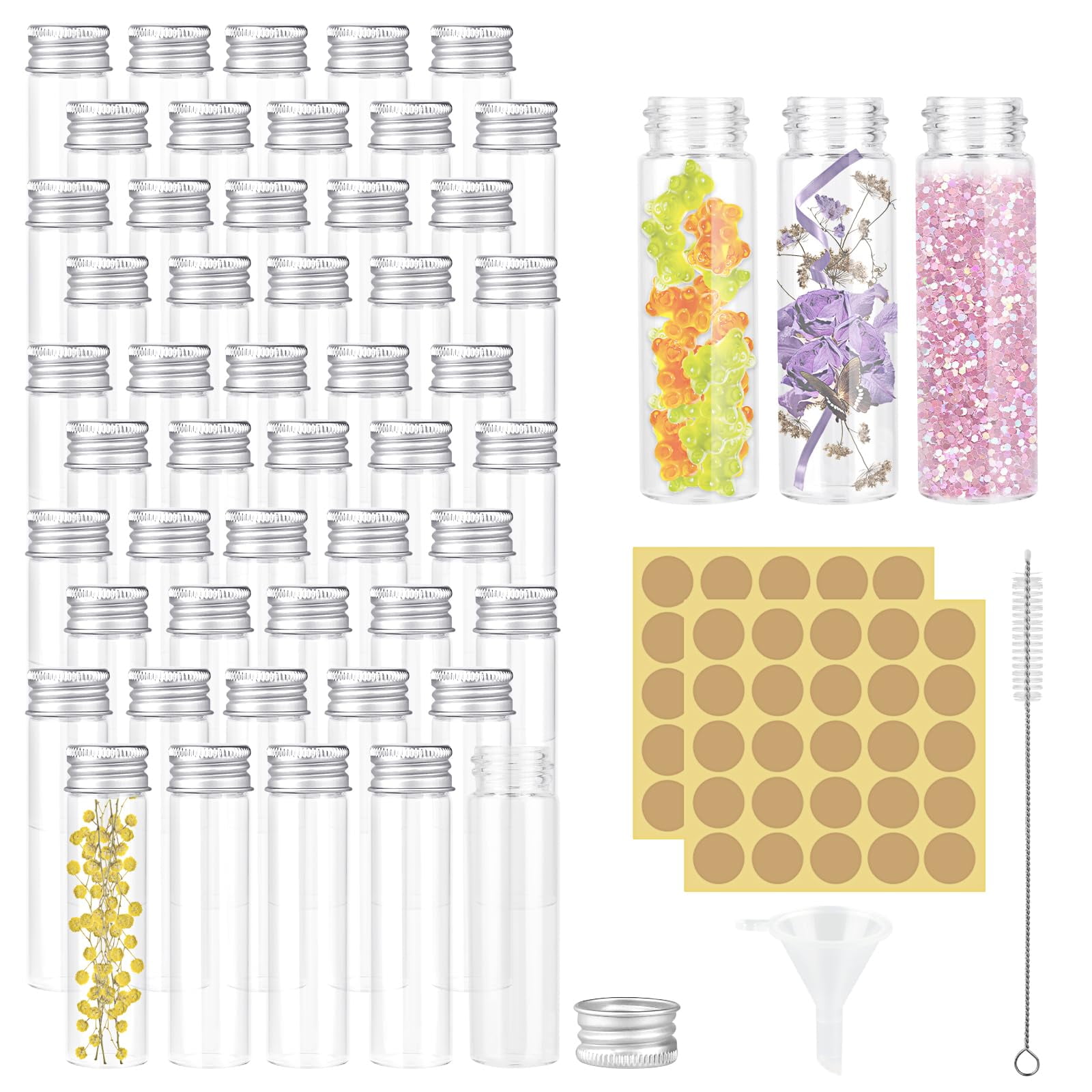 Pack of 50 Test Tube with Screw Cap, 20 ml Glass Test Tubes, Clear ...