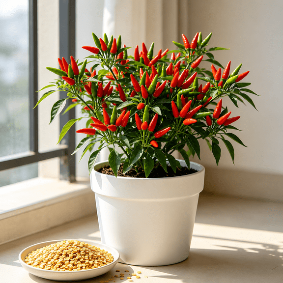 Pack 50+ Thailand bird's Eye Chili Pepper Seeds for Planting, Hot Pepper Seed, Perennial Spicy Pepper in Vegetable Gardens