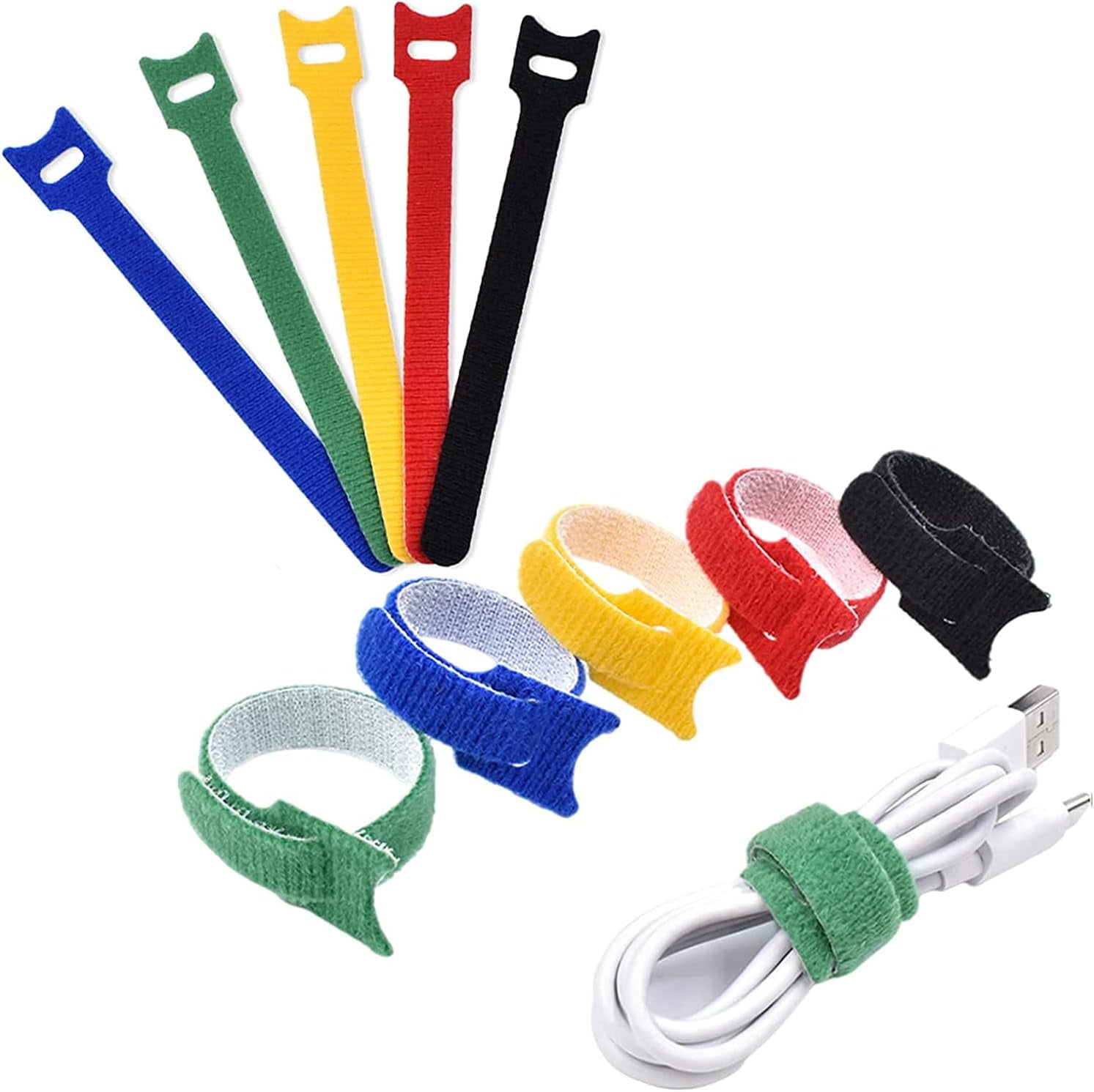 Pack of 50 Velcro Ties Nylon Reusable Velcro Cable Ties Resealable