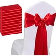 thumbnail image 1 of Pack of 50 Wedding Satin Chair Sashes Red Bows 7x108inch Ribbon Fabric Bands for Banquet Party Hotel Restaurant Ceremony Event Chairs Knots Ties Decorations - Red, 50PCS, 1 of 15