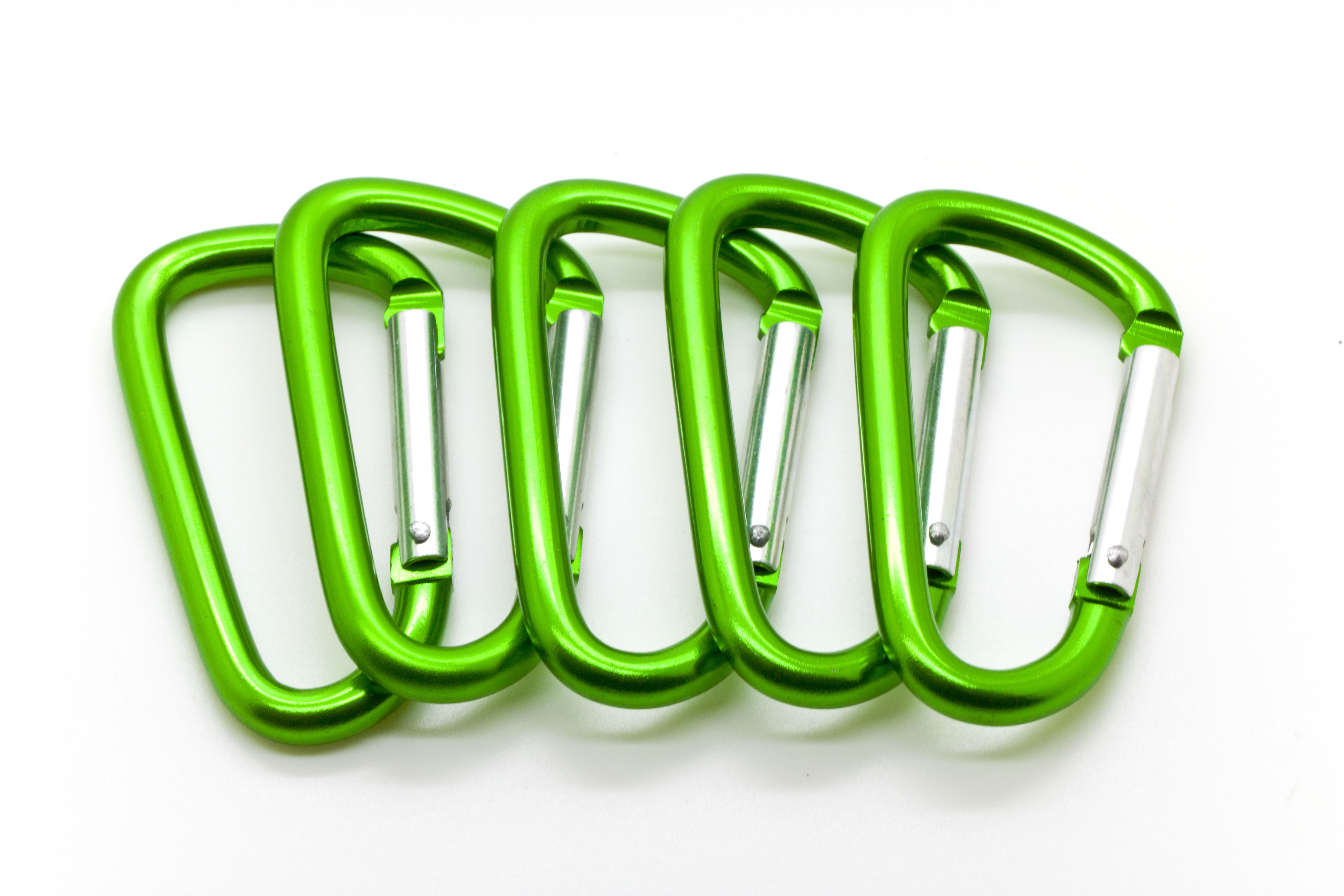 Pack 50 pcs - 3 inch Green Aluminum Carabiner D Shape Buckle Pack, Keychain Clip, Spring Snap Key Chain Clip Hook Buckle