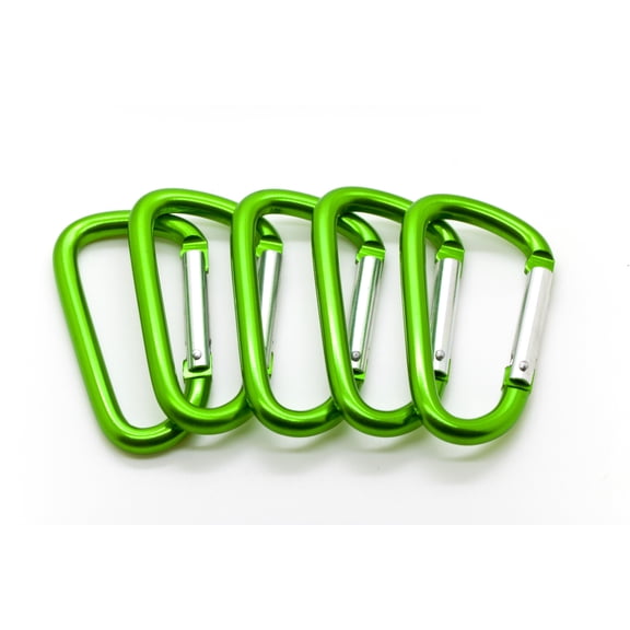 Pack 50 pcs - 3 inch Green Aluminum Carabiner D Shape Buckle Pack, Keychain Clip, Spring Snap Key Chain Clip Hook Buckle