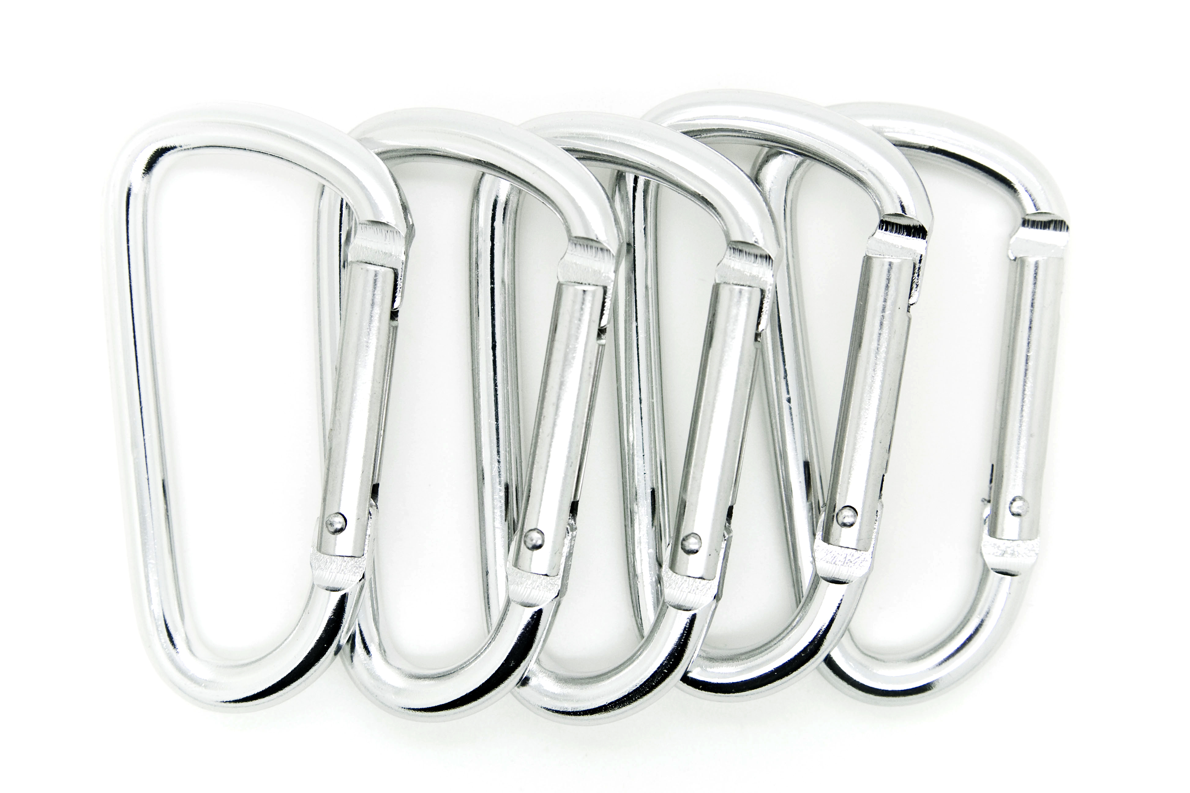 Pack 50 pcs - 3 inch Silver Aluminum Carabiner D Shape Buckle Pack, Keychain Clip, Spring Snap Key Chain Clip Hook Buckle