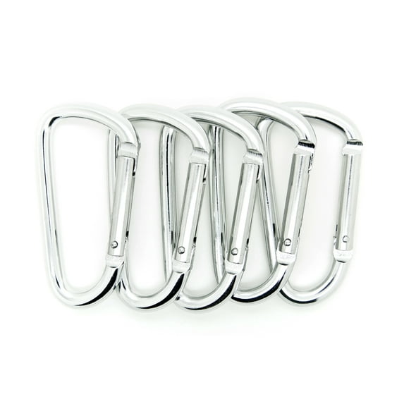 Pack 50 pcs - 3 inch Silver Aluminum Carabiner D Shape Buckle Pack, Keychain Clip, Spring Snap Key Chain Clip Hook Buckle
