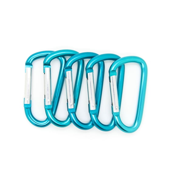 Pack 50 pcs - 3 inch Teal Aluminum Carabiner D Shape Buckle Pack, Keychain Clip, Spring Snap Key Chain Clip Hook Buckle