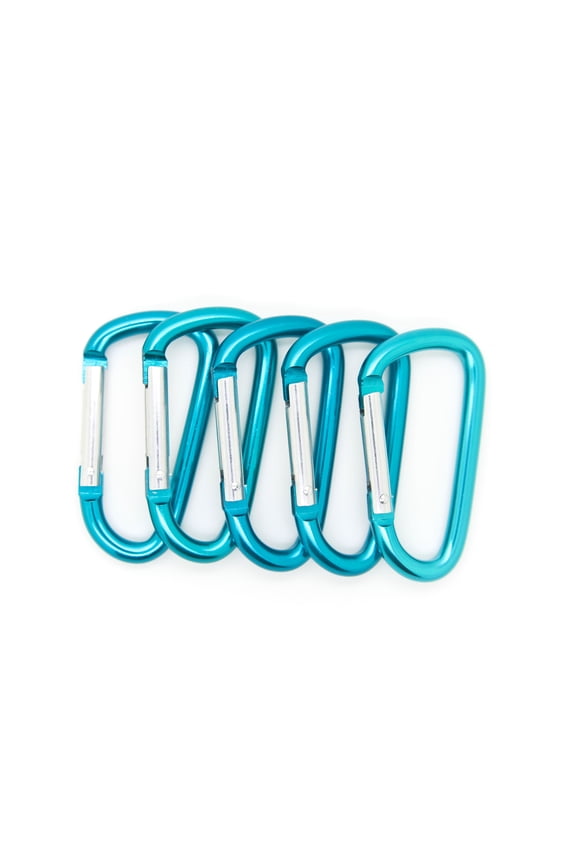 Pack 50 pcs - 3 inch Teal Aluminum Carabiner D Shape Buckle Pack, Keychain Clip, Spring Snap Key Chain Clip Hook Buckle