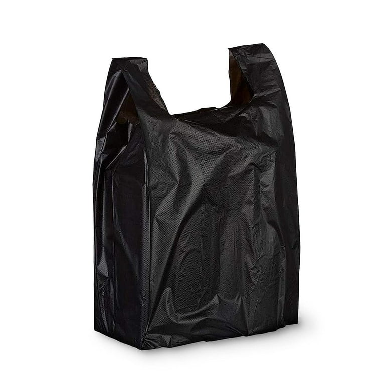 Pack of 500 Mini Jumbo T Shirt Plastic Bags 16 x 8 x 26. Black Shopping Bags. Thickness 18 Micron. Plain Carry Out Bags 16x8x26. Handled Polyethylene Bags for Stores or Restaurants. Wholesale. Walmart...