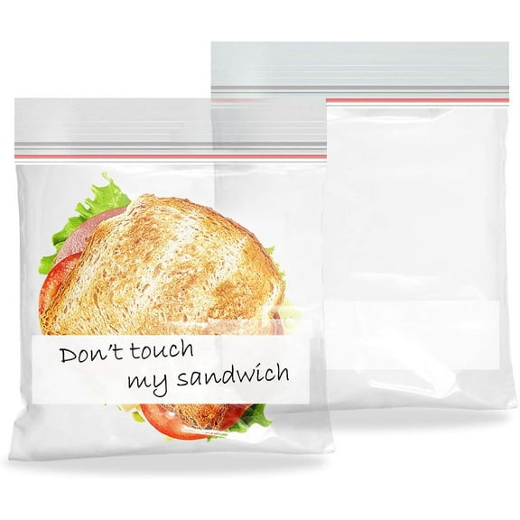 Pack of 500 Reclosable Sandwich Bags 6.5 x 5.87. Write on Block Poly Bags 6 1/2 x 5.87. Thickness 1.2 mil Zipper Bags for Packing, Storing, Industrial, Food Service, Health Needs.