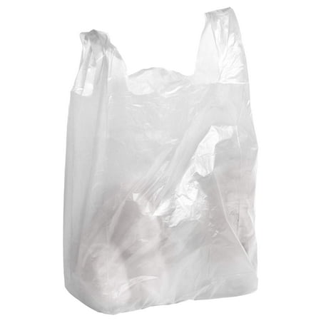 White T-Shirt Plastic Bags, Handled Carry-Out Envelopes, 500 Count, 18 x 10 x 30 in