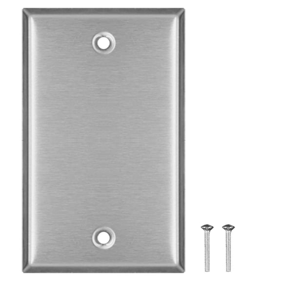 Pack of 5AirmontProducts AP-10411, Stainless Steel Blank Wall Plates, 1 Gang Standard Size 4.50"x 2.76"Corrosion and Heat Resistant, Silver Metal, Cover Unused Electrical Sockets or Switch Holes