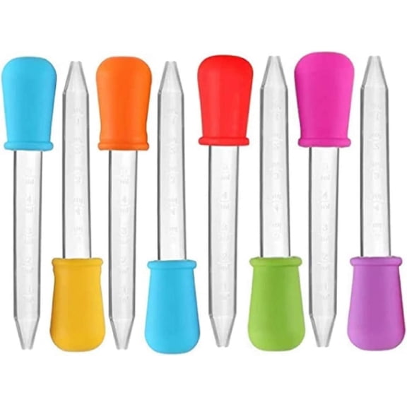 Pack 5ml Liquid Droppers Clear Medicine Silicone and Plastic Pipettes Eye Dropper with Bulb Tip for Kids Candy Molds 8