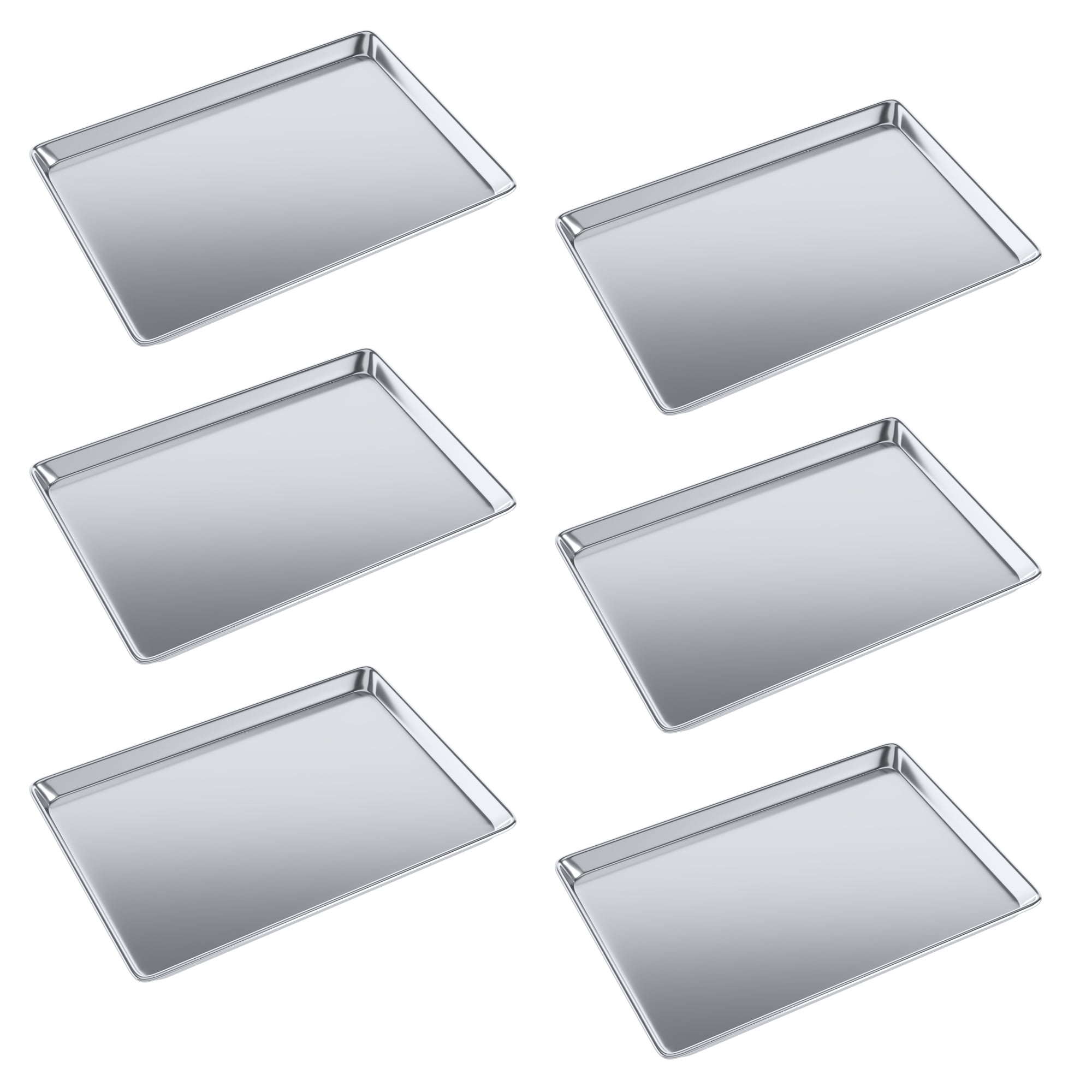 Pack of 6 | 18 in. x 26 in. Full Size Aluminum Bun / Sheet Pan | Ideal for baking, roasting, cooling, prepping, or storing – a must-have in restaurants, bakeries, and busy kitchens.