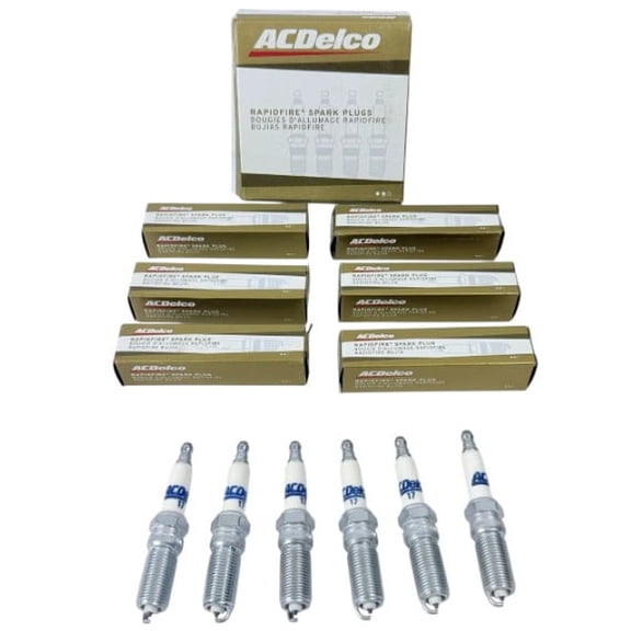 Pack of 6 ACDelco RapidFire Platinum Spark Plug Replacement For Rapid Fire Buick Cadillac Chevrolet GMC 3.6 3.0 6.2 2.8 3.2 V6 XTS Traverse Terrain STS SRX Malibu Impala Grand Vitara Enclave Acadia