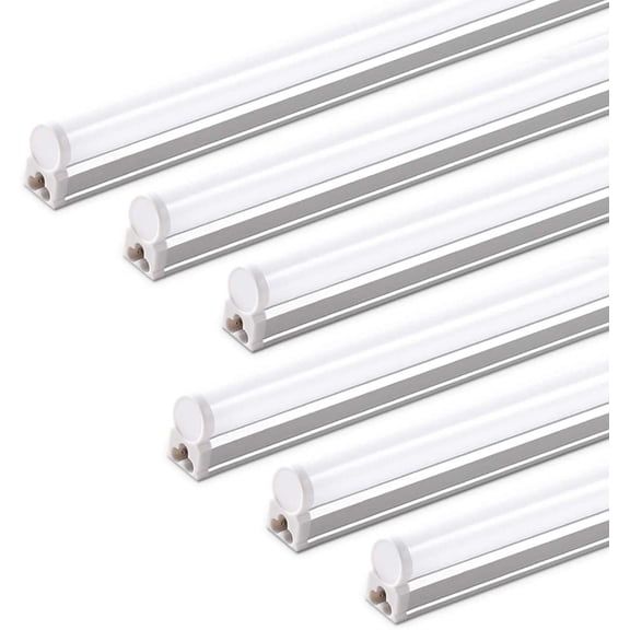 (Pack of 6) Barrina LED T5 Integrated Single Fixture, 4FT, 2200lm, 6500K (Super Bright White), 20W, Utility Shop Light, Ceiling and Under Cabinet Light, Corded electric with built-in ON/OFF switch