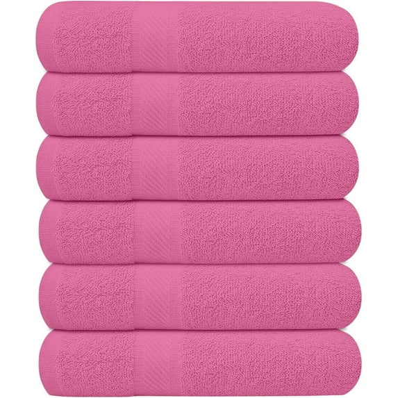 Pack of 6 Bath Towels 27 x 54 Inches, 100% Cotton, Larger & Lighter Weight, Quicker to Dry, Super Soft and Absorbent, Perfect for Bathroom (Multicolor, Pack of 6 (27''x54''))