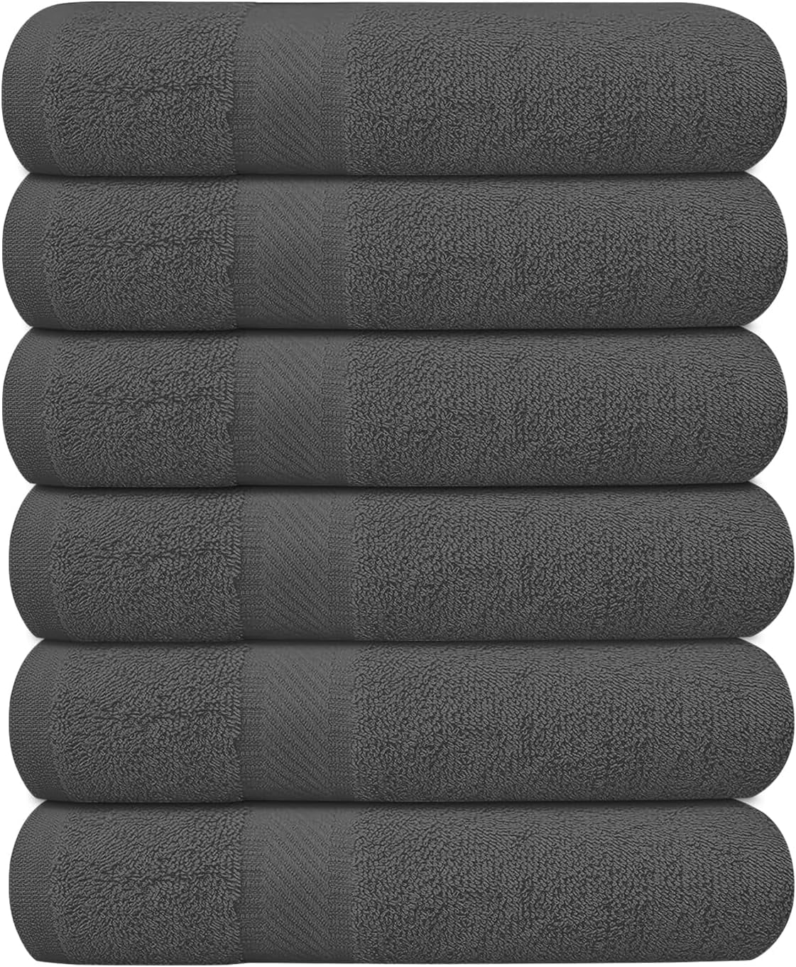 Pack of 6 Bath Towels 27 x 54 Inches, 100% Cotton, Larger & Lighter Weight, Quicker to Dry, Super Soft and Absorbent, Perfect for Bathroom (Multicolor, Pack of 6 (27''x54''))